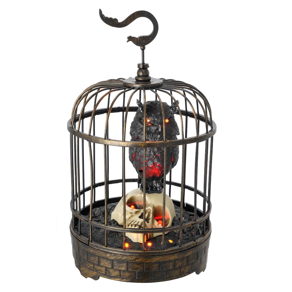 10" Animated Owl & Skull Bird Cage Decoration by Ashland® | Michaels